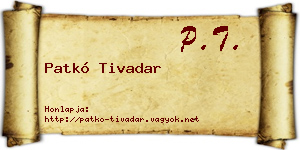 Patkó Tivadar névjegykártya